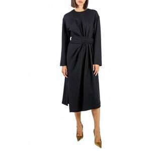 NEW MANTU long sleeve pinstripe dress in black